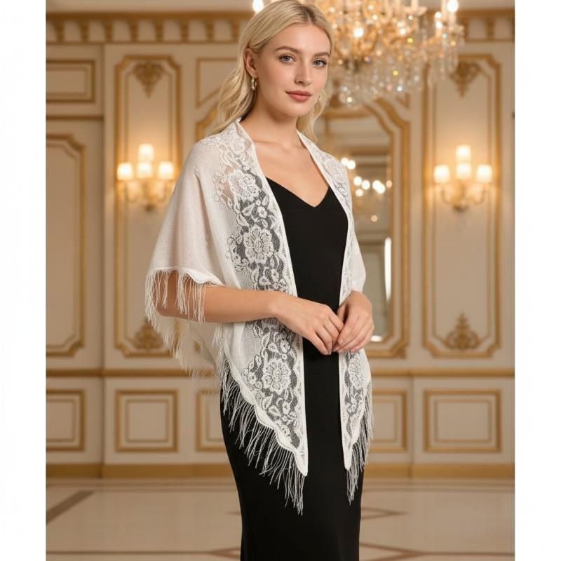 Chusta ślubna z frędzlami, tró – Shawl Wrap Winter recenzja i cena